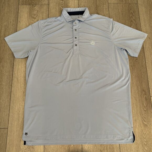 Greyson Golf Polo Shirt Mens XXL Blue Performance Stretch Wolf Logo Preppy - Picture 1 of 10